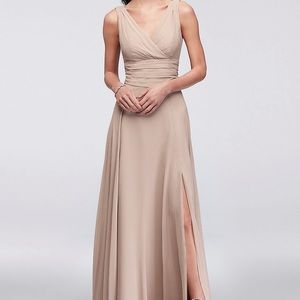 David’s Bridal Surplice Tank Long Chiffon Dress